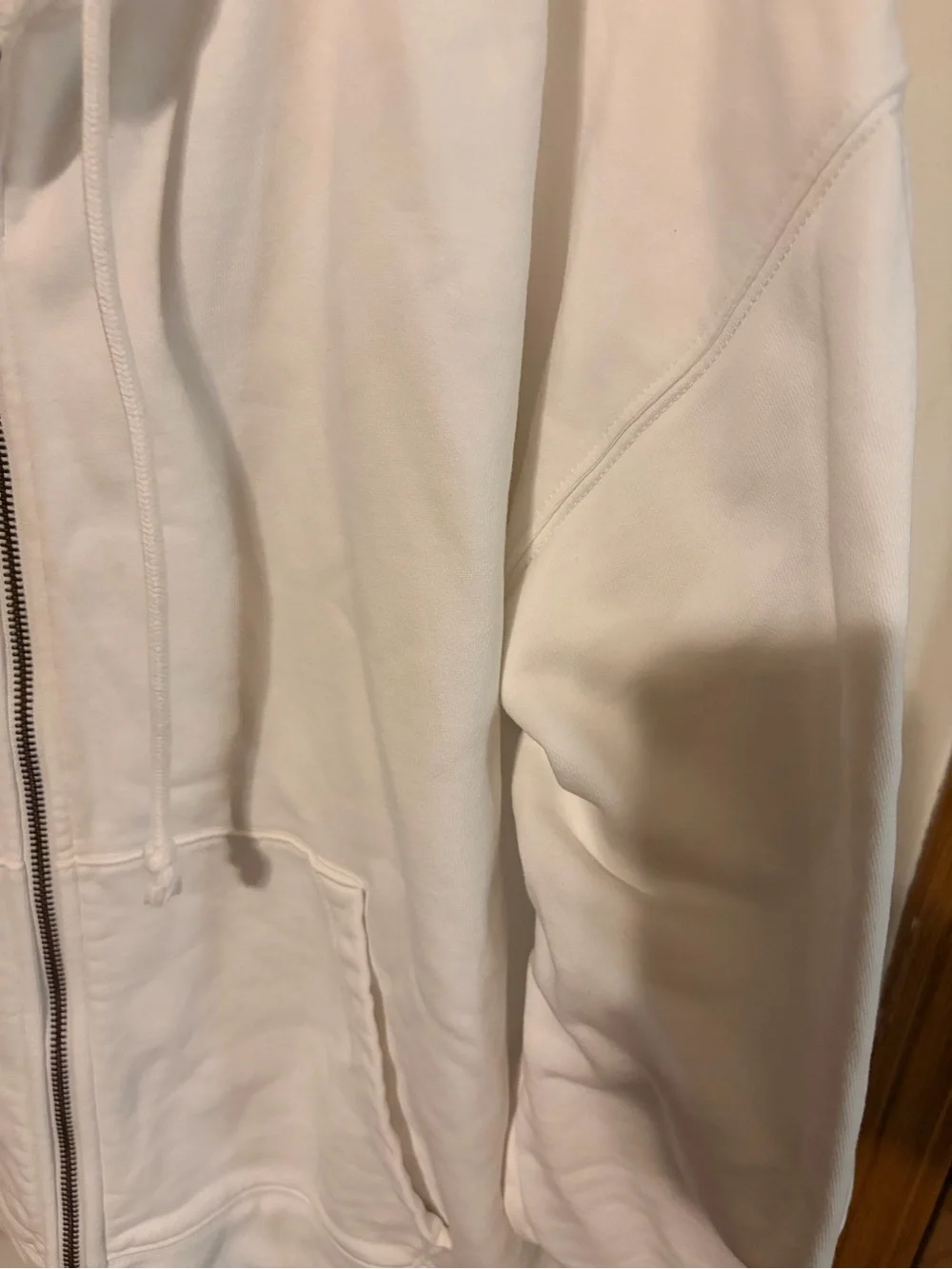 J. Crew White Full-Zip Hooded Sweatshirt